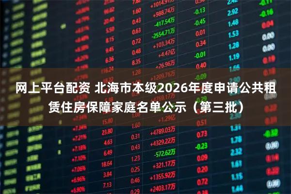 网上平台配资 北海市本级2026年度申请公共租赁住房保障家庭名单公示（第三批）